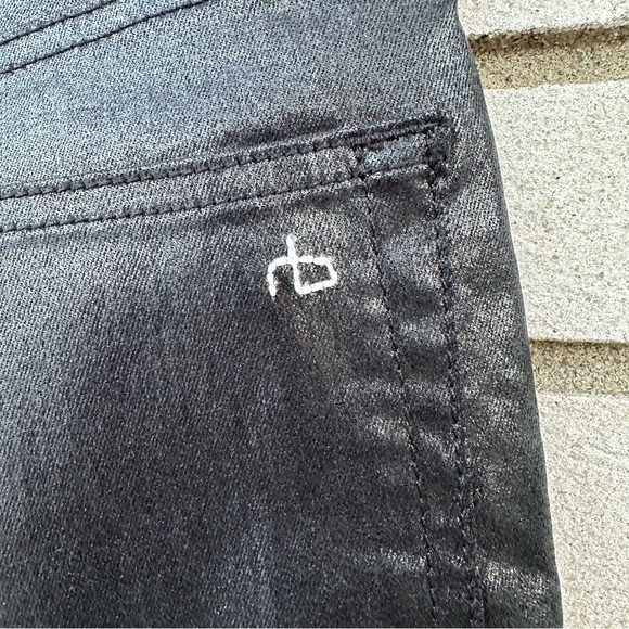 Rag & Bone Casey Coated High Rise Ankle Flare Black Jeans Size 30 Indie Sleaze - Picture 9 of 16
